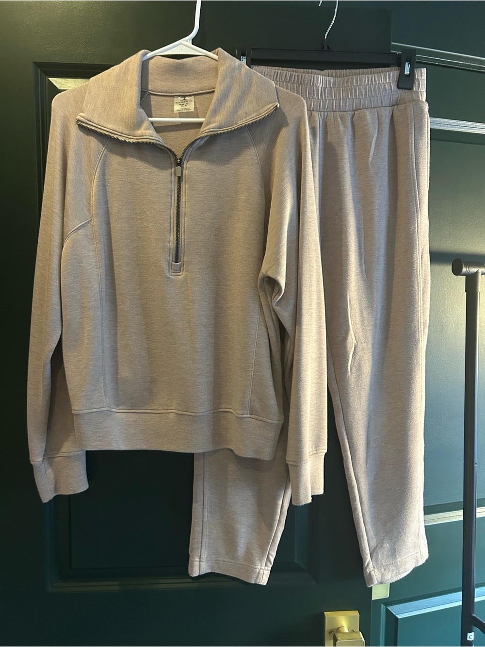 Half-Zip Sweat Set in Taupe